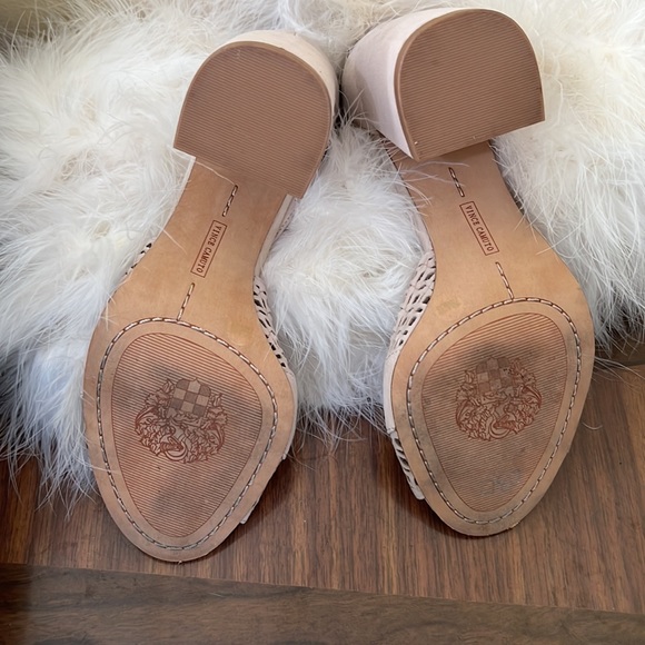 Vince Camuto Suede Cream Chunky Heel - Picture 3 of 9